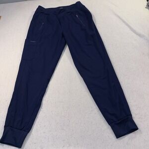Healing Hands Scrub Women's Size S Elastic Waist Navy Blue Purple Label Medical